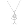 Stickman Glossy Cut Akimbo Middle Finger Pendant Necklace European and American