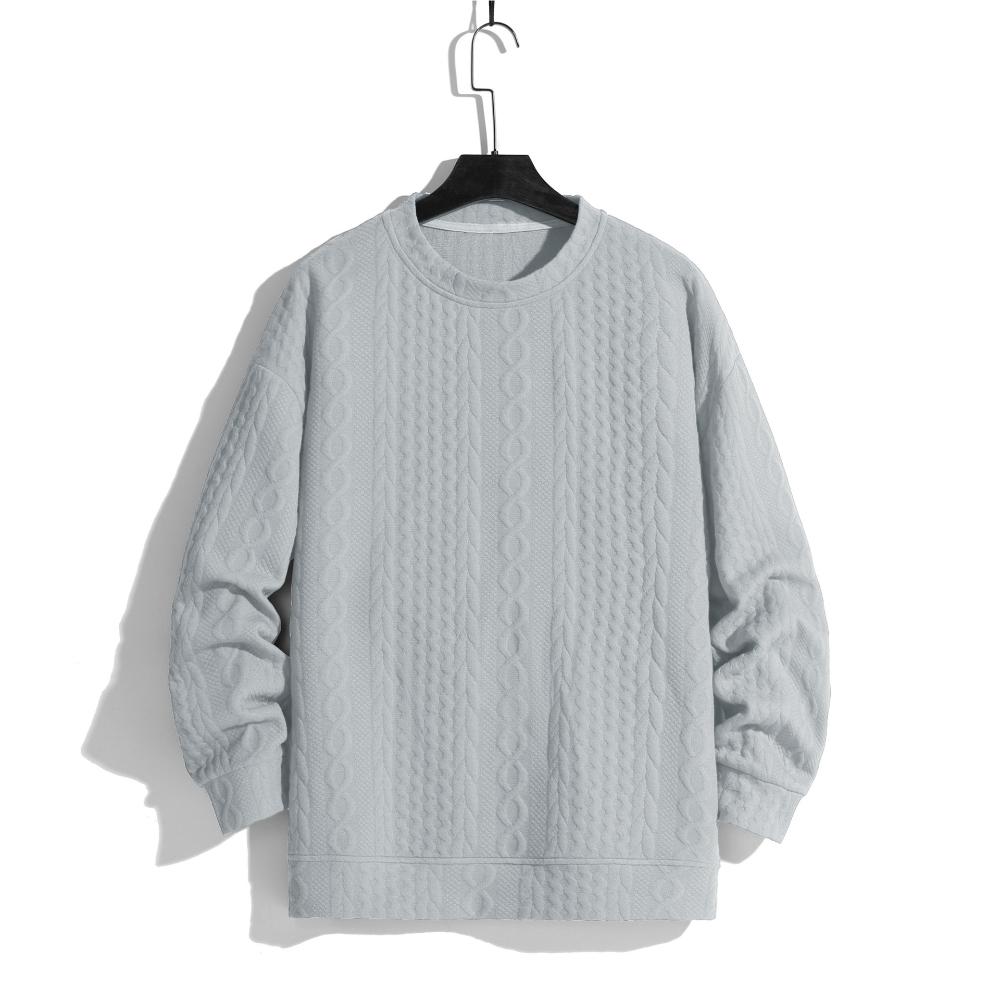 

Men Autumn Winter Solid Color O-Neck Long Sleeves Pullovers Casual Warm Knitted Loose Sweaters Skin-friendly Daily Wear Tops XXL світло-сірого кольору