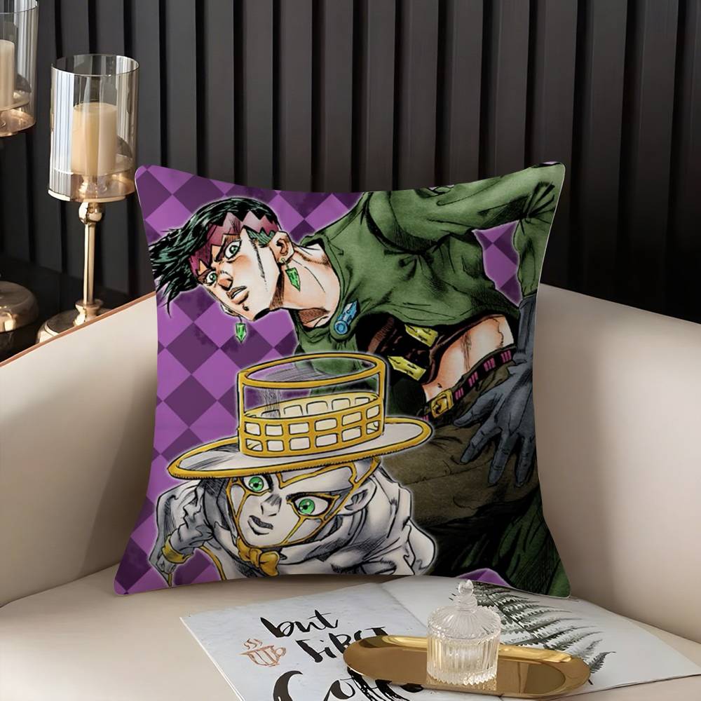 J-JoJo B-Bizarre Adventure Pillow Case Home Dorm Chair Back Short Plush Double-sided Printing Office Nap Time Cushion Cover