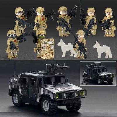 Soldados da Força Especial Militar Black Hummer Gun Arma Blocos Kit Bricks Sets Kits de Construção de Modelos Clássicos Brinquedos Educativos para Crianças