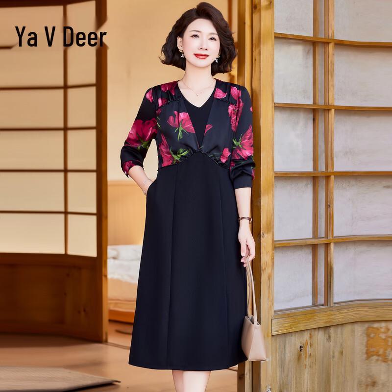 Yalu Women s Elegant Floral A-line Spring Dress 2XL