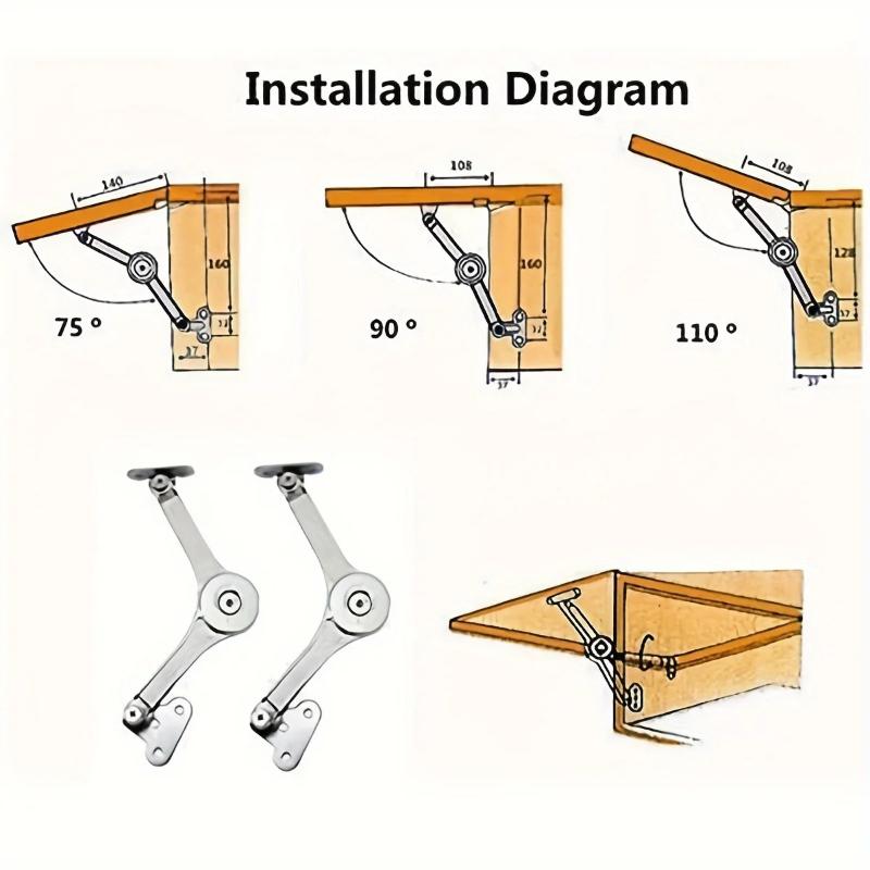 Lid Support Hinge Soft Close Satin Nickel Folding Stay for Home Furniture Toy Storage Secure Safe Furniture Support