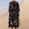 Women's Casual And Fashionable V-Veck Flower Print Long Sleeved Dress Long Sleeved Dress