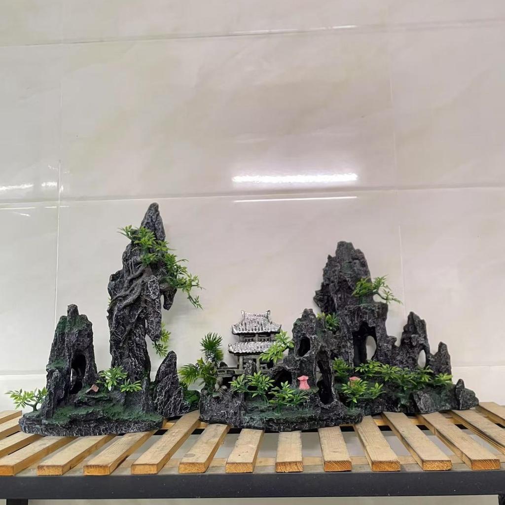 Aquarium Fish Tank Landscaping Rockery, Rural Style Resin Handicrafts, Realistic Stone Mountain Decorative Items