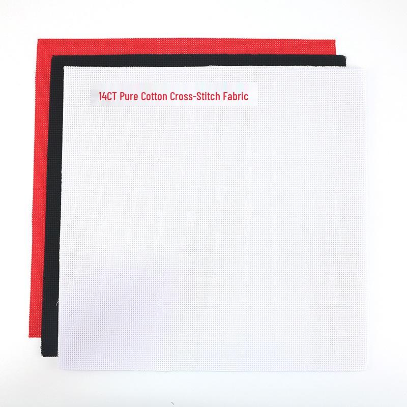 14CT Black & White DIY Thickened Cross-Stitch Embroidery Cloth, Small Grid White 11CT 20*20
