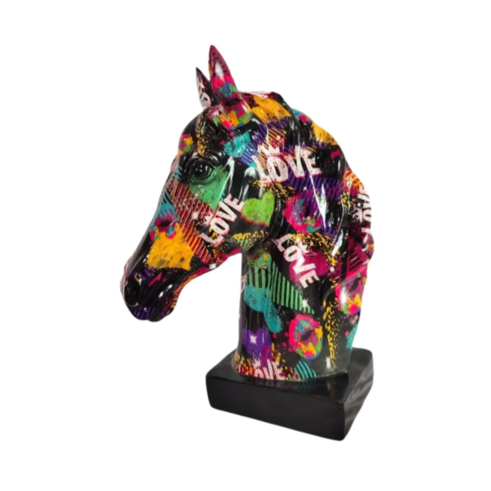 

Animal Sculpture Farmhouse Furnishing Horse Head Statue Bust Resin Figurine for Bedroom Fireplace Shop Bookshelf Housewarming