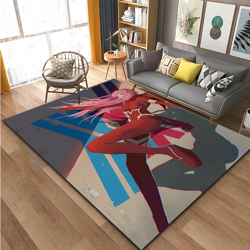 Anime Zero-Two DARLING In The FRANXX Area Rug,Carpet Rug for Living Room Bedroom Sofa Doormat Decoration, Kid Non-slip Floor Mat