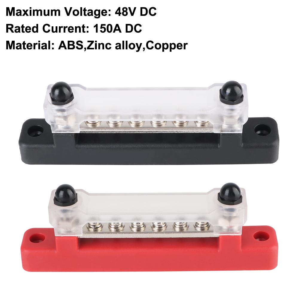 48V 150A DC Universal For Boat Truck RV Caravan Car Bus Bar Power Distribution Block 6 Ways Electro Junction Circuit Busbar Plug