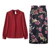 2025 Spring Fashion Slim Fit Long-Sleeve Shirt & Midi Skirt Set