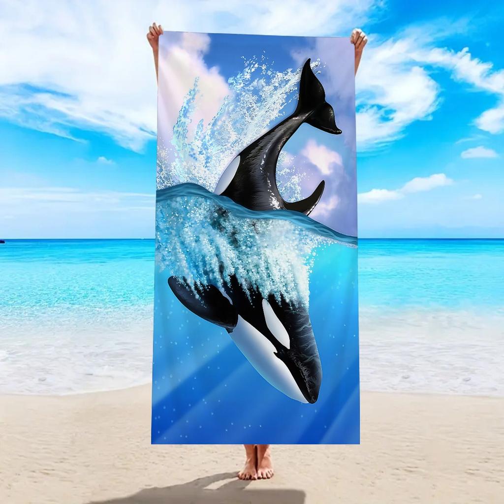 2D Colorful Starfish Polyester Beach Towel Quick Dry Ocean Theme Bath Towel for Summer Vacation Swim Pool Travel Sand Blanket