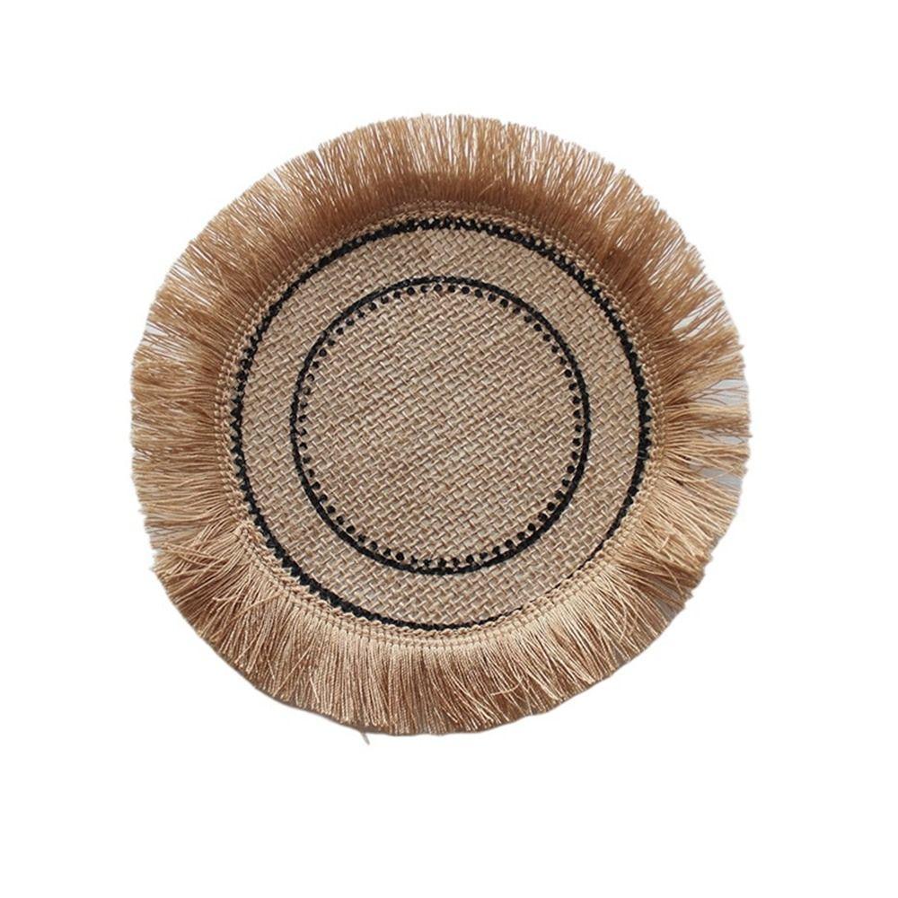 

Jute Jute Absorbent Coasters Non-slip Braid Coaster New Woven Placemat Table Style 7