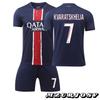 Kids Sportswear Paris Kvaratskhelia Football Jersey Set 2024/2025 Season Polyester Blue Blue MzcrJosv®
