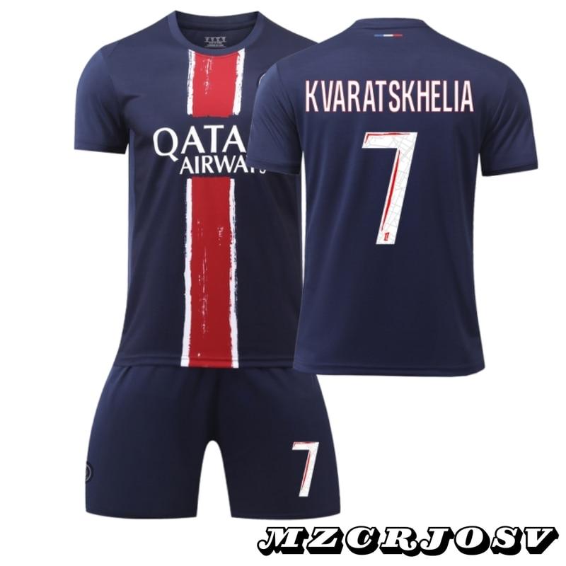 Kids Sportswear Paris Kvaratskhelia Football Jersey Set 2024/2025 Season Polyester Blue Blue MzcrJosv®
