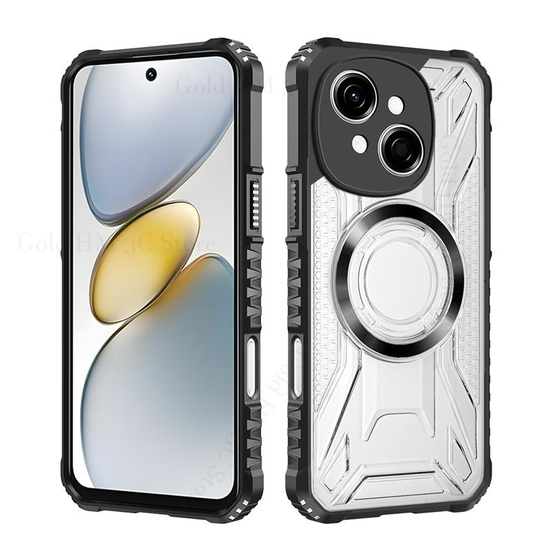 

Прозрачный гибридный чехол-броня военного класса для Tecno Spark 30 20 10 Pro Go 1S 2025, сверхпрочная магнитная крышка, Pop 9 8 Pro Pova 6 5 Pro Pova 6 Pro 5G чёрный