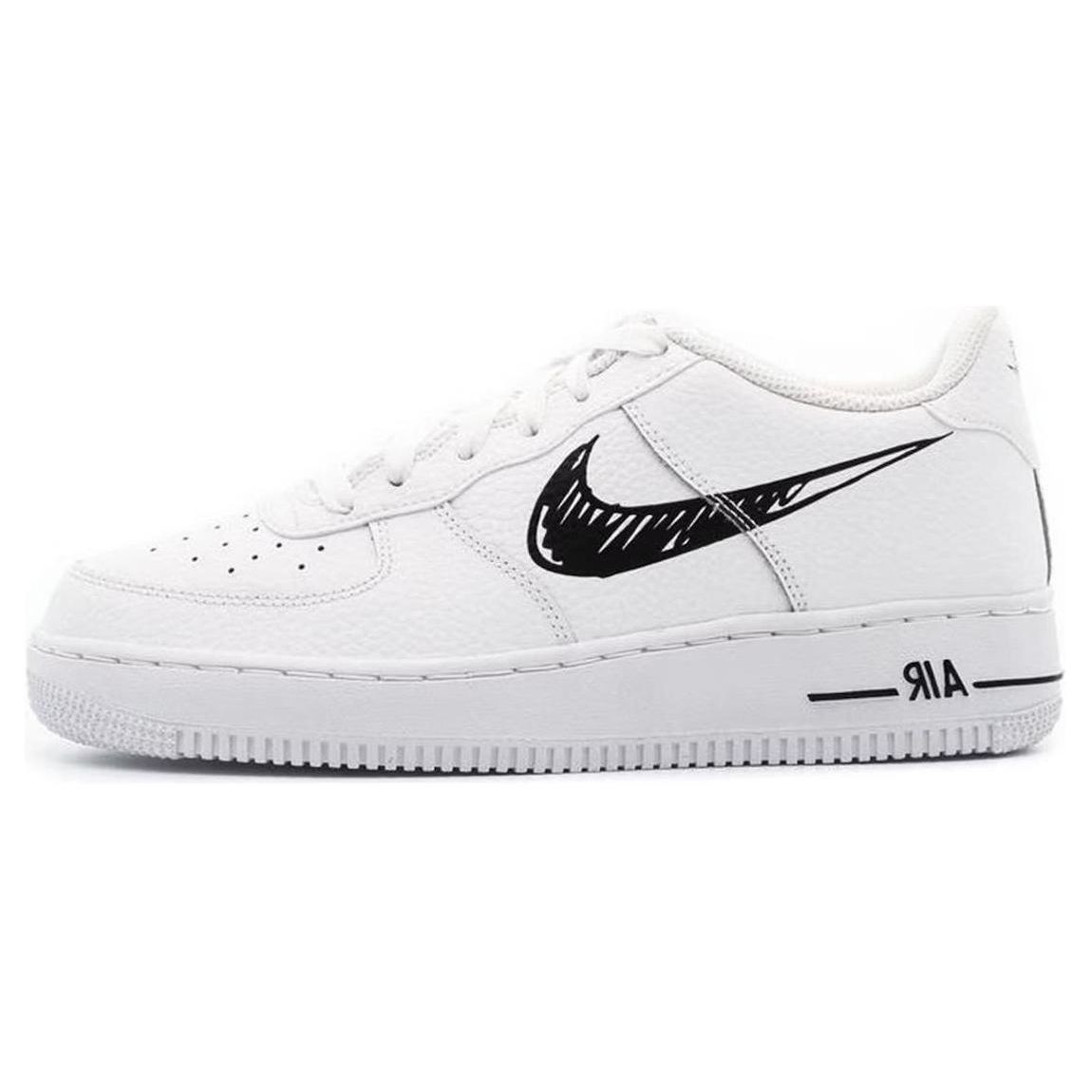 

Кроссовки Nike Air Force 1 Low GS Doodle Swoosh — белые черные DM3177-100