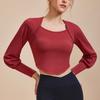 Womens Long Sleeve Yoga Top Tight Fit Moisture Wicking Workout Shirt Running Fitness Gym