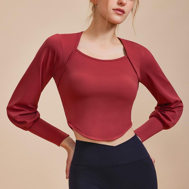 Womens Long Sleeve Yoga Top Tight Fit Moisture Wicking Workout Shirt Running Fitness Gym