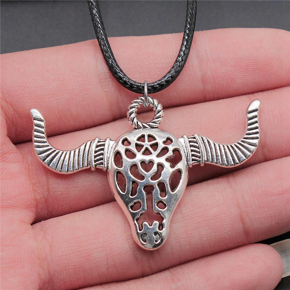 45cm Necklace Leather Chain Big Skull Halloween Kids' Jewelry Materials QN064