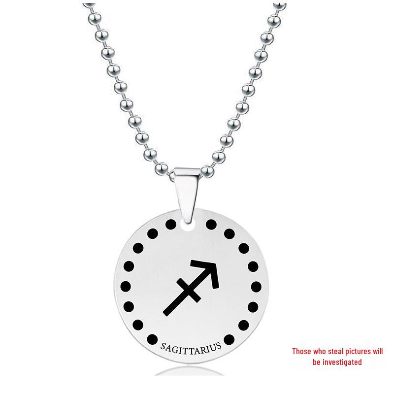 Engraved Twelve Constellations Stainless Steel Pendant Necklace - Christmas Gift
