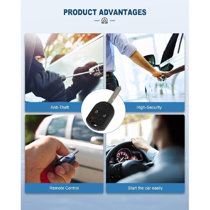 ECCPP Key Fob Keyless Entry Fits for Ford Taurus X 3.5L 2008-2009 3 buttons Remote Control Replacement CWTWB1U793