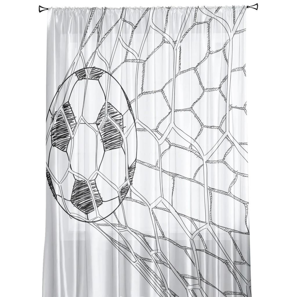 Soccer Football Net Sketch Tulle Sheer Curtains for Living Room Decoration Window Curtain for Bedroom Voile Organza Drapes