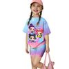 Girls Long Sleeve Printed Loose Casual Round Neck Top and Shorts Set Kids Comfortable Two Piece Outfit Suitable for Daily Wear
