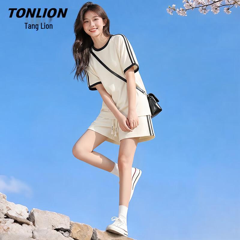 TonLion Women s Waffle Two-Piece Sports Set S абрикосовый света