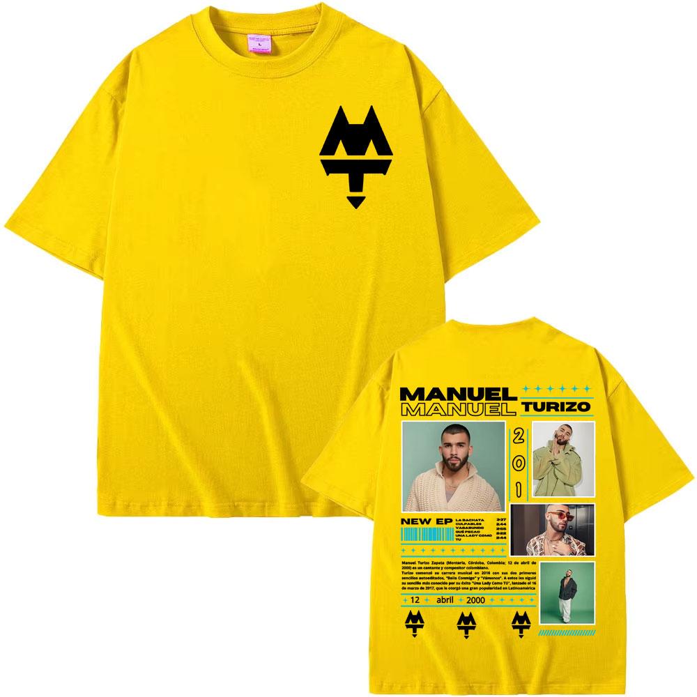 Rapper Manuel Turizo 201 World Tour 2025 Merch T Shirt Men's Clothing Harajuku Hip Hop Punk T-shirts Cotton Casual Loose T-shirt