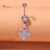 Anneau de nombril strass amour coeur papillons pendentif étoile à cinq branches sexy hypoallergénique en acier inoxydable nombril corps piercing anneau pendant
