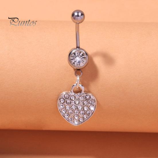 Bauchnabelpiercing-Ring mit Strasssteinen, Liebesherz, Schmetterlingen, fünfzackiger Stern-Anhänger, sexy hypoallergener Edelstahl-Bauchnabelpiercing-Ring