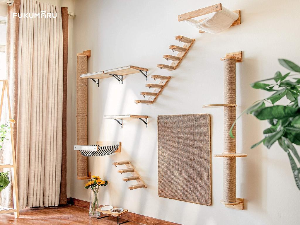 FUKUMARU Cat Step Catwalk Wooden Easy To Install Wall-Mounted