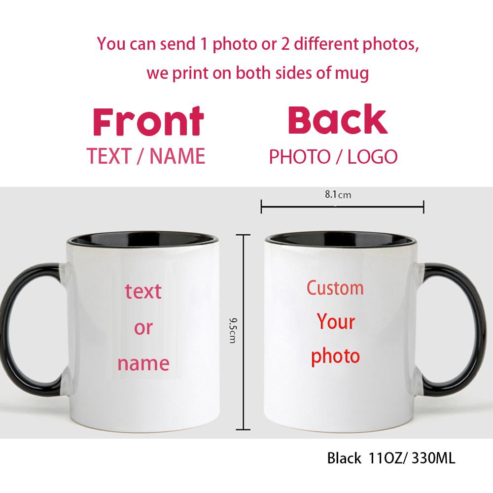 Personalised Your Photo Mug, Custom NAME IMAGE TEXT Cup,Customize Coffee Mugs, Tea Cups, Mothers Day, Wedding Gift 9 COLOURS