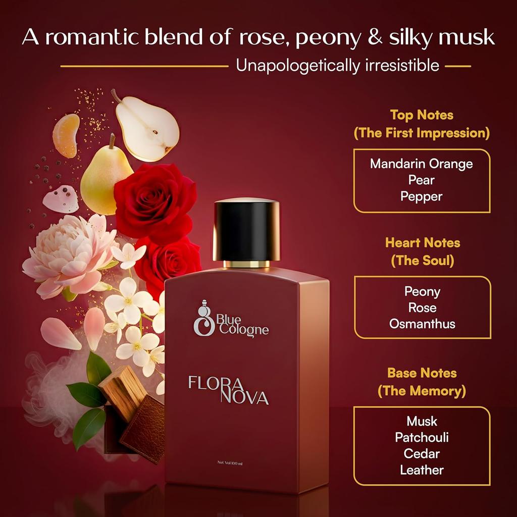 Floranova Edp Premium Perfume For Man & Woman, 100 ml | Long-Lasting Eau De Parfum | Mandarin, Pepper, Peony & Rose |