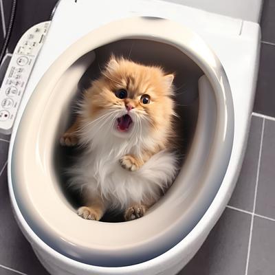 1pc 3D Cat Toilet Stickers Cute Self-adhesive Toilet Cover Decoration Waterproof Vinyl Decals Animal Washroom Accessorises