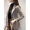 Double Breasted Women Blazer Warm Woolen Fabric Casual Mid Length Coat Slim Commuting Office Lady Spring Autumn