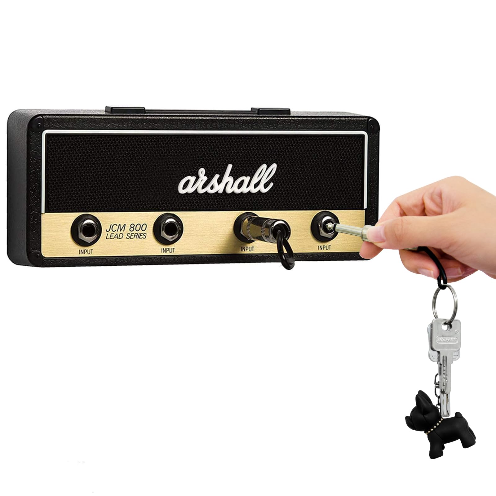 

Усилитель для ключей, держатель для ключей JCM800, настенный стильный брелок для ключей, включает в себя 4 коробки для ключей [WQU] (черный) золотой