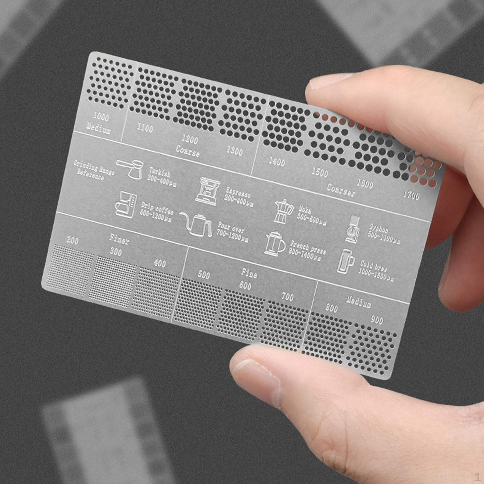 

Карточка кофейных параметров, Таблица размеров помола, Измерительный инструмент, Прочная линейка из нержавеющей стали для