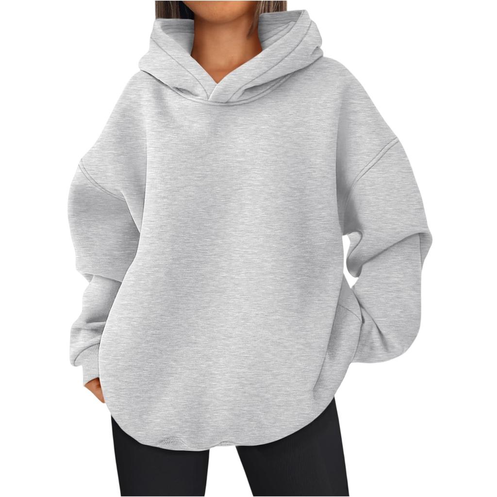 Women's Fashionable Long-sleeved Pullover And Solid-color Hooded Sweatshirt