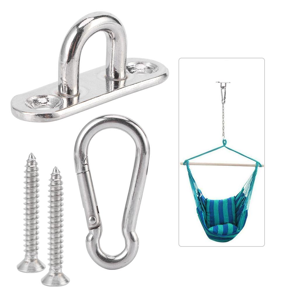 Stainless Steel Swing Buckle Fixed Hook Hammock Hanging Chair Basket Pad Eye Plate Fittings