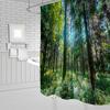 Natural Scenery Shower Curtains Green Tree Floral Plant Landscape Pattern Spring Summer Bathroom Decor Polyester Cloth Curtain