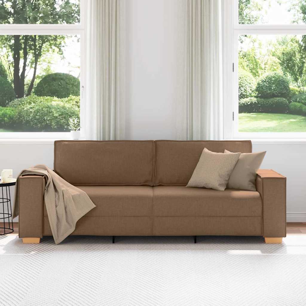 3 Seater Sofa Brown 220 Cm Fabric