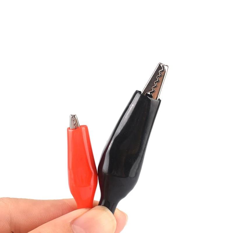 10PCS Alligator Clip 28MM 35MM 45MM Black Red Soft Plastic Coated Testing Probe Mini Alligator Test Clips, Large/Medium/Small