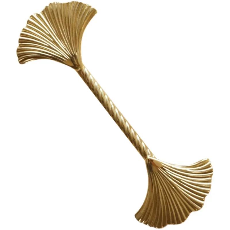 Ginkgo Leaf Brass Cabinet Door Handle Creative Personality Solid Wardrobe Nordic Gold Drawer Cabinet Handle Home Hardware