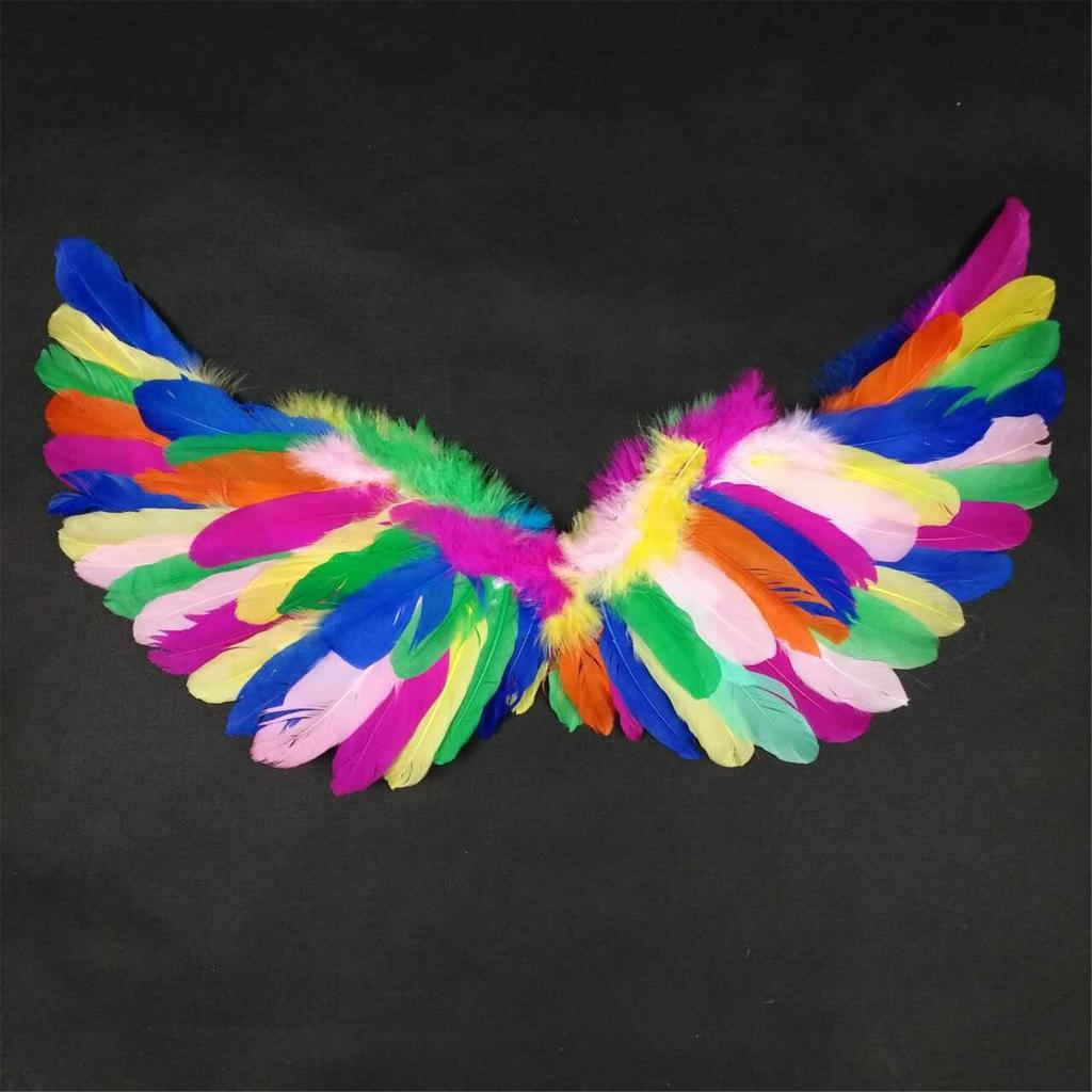 Angel Wings Feather Wings with Elastic Straps Adjustable Halloween Costume Wings for Women Girls Cosplay Fairy Wings