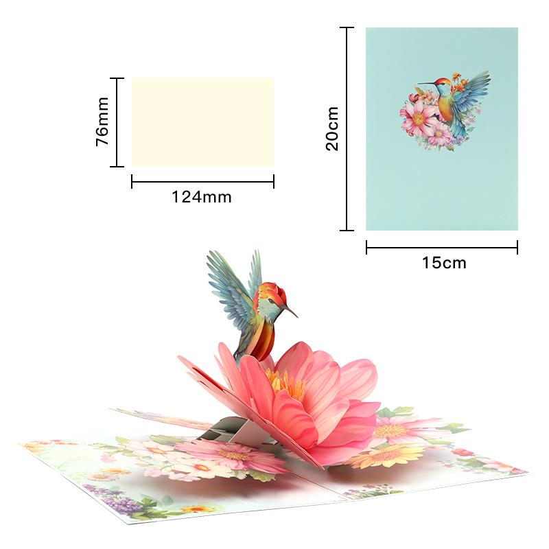 3D Hummingbird Flower Card: Valentine s Gift & Birthday Wishes