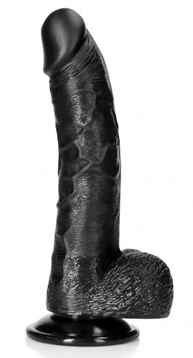 RealCock Curved Dildo 17 X 4.3cm Black - Real Rock Ultra Skin - Black Dildos