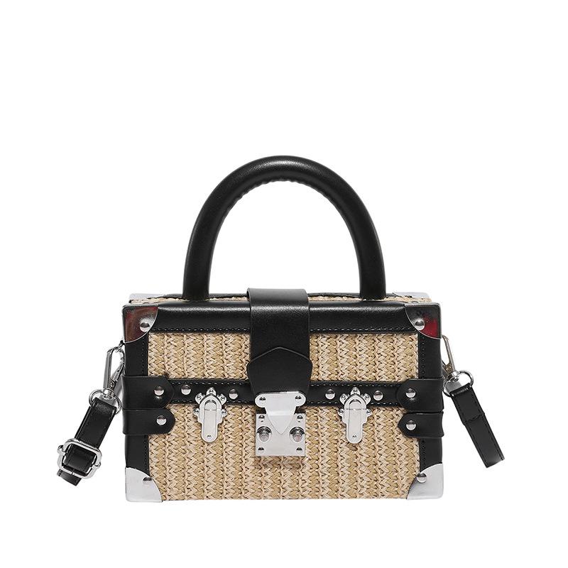 2025 Fashion Rivet Woven Straw Handbag - Versatile Trendy Shoulder & Crossbody Beach Bag