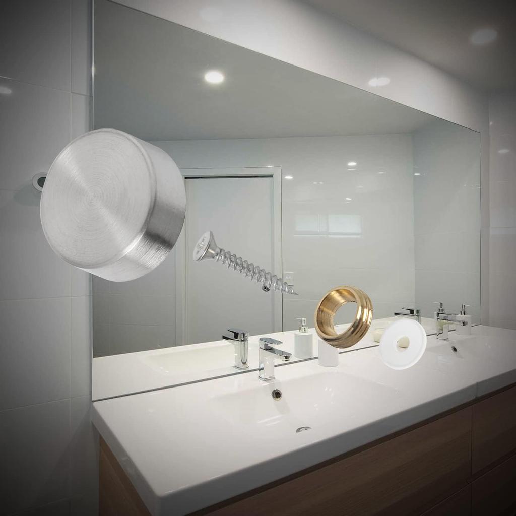 Aopin Mirror Screw Cap, Decorative Screws Cover Fasteners for Sign/Advertising Hardware Nails/Construction, Brushed, Silver, 10mm, 4Pcs