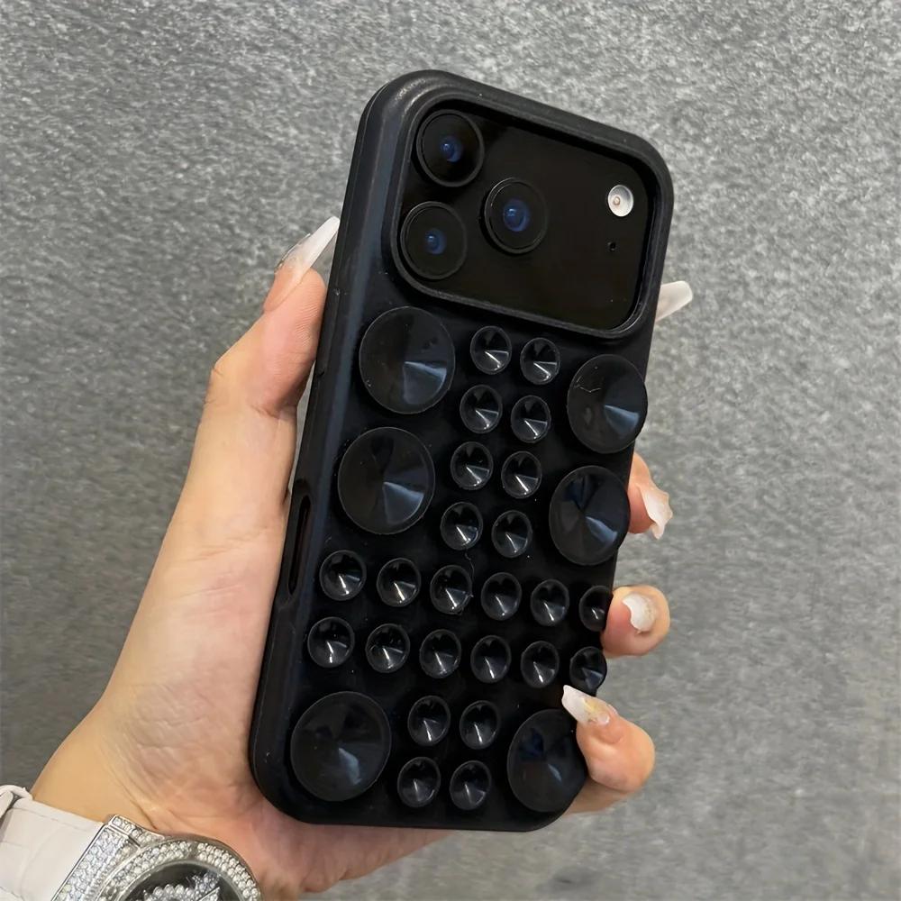 Shockproof Circular Suction Cup Silicone Phone Case for iPhone 17 15 14 16 Pro Max Air Adsorption Strong Multi Function Cover