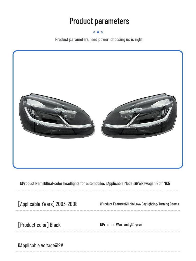 LED Projector Turn Signals for Dual-Color Headlights: 2003-2008 VW Golf MK5